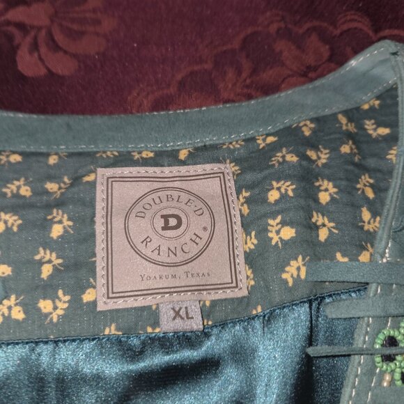 Double D Ranch Green Suede Beaded Vest Women's XL - Picture 7 of 11